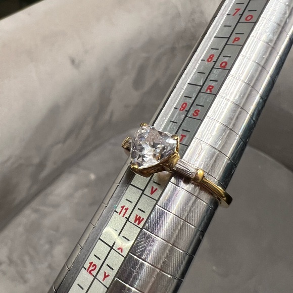 Heart Shaped CZ Gold Tone Ring, Size 10 - Picture 8 of 8